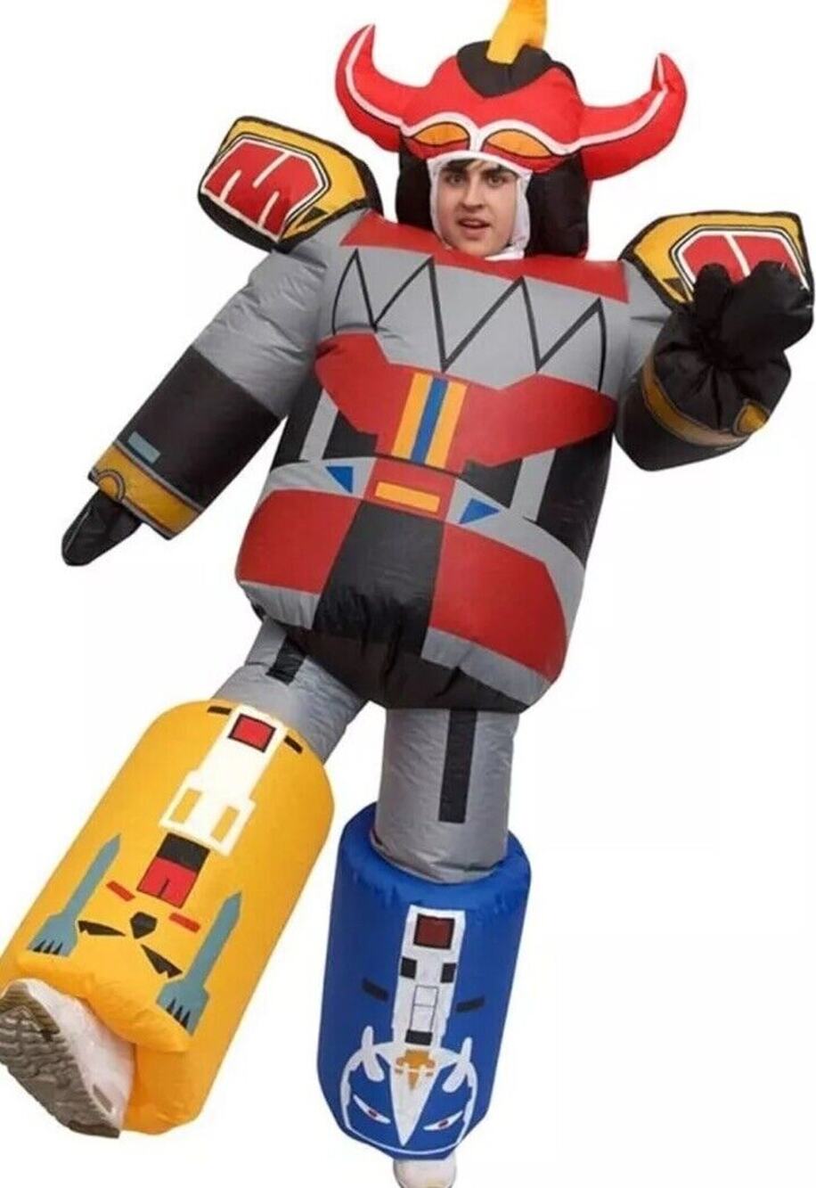 Megazord Inflatable Costume Adult Power Rangers Blow Up Robot Cosplay Halloween